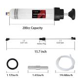 Thorstone 200cc Automotive Fluid Extractor Pump, Manual Oil Change Syringe with 50cm Rubber Hose and 2pcs 22cm PVC Suction Tubes