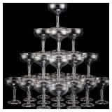 Zopeal 30 Pcs Champagne Coupe Glasses 5 oz Plastic Champagne Tower Disposable Martini Glasses Stackable Stemmed Margarita Coupe for Wedding Birthday Halloween Party Bar(White,Gold Glitter)