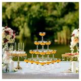 Zopeal 30 Pcs Champagne Coupe Glasses 5 oz Plastic Champagne Tower Disposable Martini Glasses Stackable Stemmed Margarita Coupe for Wedding Birthday Halloween Party Bar(White,Gold Glitter)