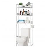 OTK Over-The-Toilet Storage, 3 Tier Bathroom Organizer Shelf, Freestanding Space Saver with Toilet Paper Holder, Multifunctional Over The Toilet Rack, White