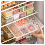 Taiuloo 2 Pack Divided Veggie Tray with Lid, Salad Bar Containers for Fridge Organizer, 5 Compartment Snackle Box Container, Clear Plastic Food Storage and Seving for Fruit, Vegetable, Snack, Meal Pre