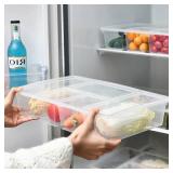 Taiuloo 2 Pack Divided Veggie Tray with Lid, Salad Bar Containers for Fridge Organizer, 5 Compartment Snackle Box Container, Clear Plastic Food Storage and Seving for Fruit, Vegetable, Snack, Meal Pre