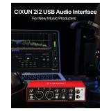 CIXUN 2i2 USB-C Audio Interface for PCMac Recording, 24-bit192kHz, Dual TSXLR Inputs, +48V Phantom Power, StudioPodcastStreaming (Scarlet)