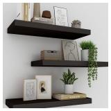 Upassion Floating Shelves for Wall Set of 3, 16\ Black Wall Shelves for Home Decor, Frame Display Floating Shelf for Living Room, Bedroom, Bathroom, Kitchenin