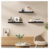 Upassion Floating Shelves for Wall Set of 3, 16\ Black Wall Shelves for Home Decor, Frame Display Floating Shelf for Living Room, Bedroom, Bathroom, Kitchenin