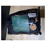 BULBUL Black Gold Color Block Window Curtains Panels 90 inches Long Velvet Farmhouse Drapes for Bedroom Living Room Darkening Treatment with Grommet Set of Black Gold