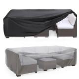 Patio Furniture Set Cover Waterproof, Mrrihand Outdoor Sectional Sofa Set Cover Heavy Duty 600D Table and Chair Set Cover 74in L× 47in W × 28in H