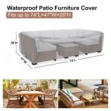 Patio Furniture Set Cover Waterproof, Mrrihand Outdoor Sectional Sofa Set Cover Heavy Duty 600D Table and Chair Set Cover 74in L× 47in W × 28in H