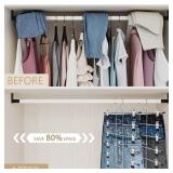 Pants Hangers with Clips,Space Saving Hanging Closet Organizer-6 Tiers Skirt Hangers with 360° Swivel Hook,Closet Organizer-Clothes Hangers- College Dorm Essentials Apartment Essentials- 4 Pack