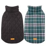 Kuoser Waterproof Dog Coat, Reversible Dog Jacket for Large Dogs, Adjustable Durable Doggie Winter Coat for Groowing Puppies Warm Puppy Cold Weather Apparel, Green L