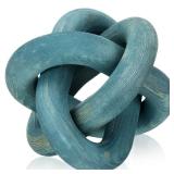 Yalikop 3 Link Wood Knot Decor - Hand Carved Coffee Table Decoration, Boho Chain Link Decor, Modern Shelf, Rustic Objects for Home Living Room Bedroom(Blue)