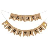 Boao Baby Is Brewing Banner Linen Baby Shower Banner for Gender Reveal Diaper Party Celebration Coffee Themed Brown Decoration Halloween Supplies