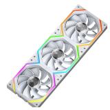 Jungle Leopard Galaxy 120mm PC Reverse Blade Case Fans, ARGB and PWM Cooling Fan PC, Axle Core Double Ring CD Pattern Module Computer Fans, Daisy-Chain 5V RGB Fan (White 3 Pack)