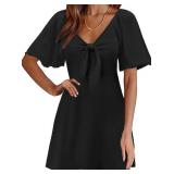 MixShe Summer Dresses for Women 2025 Italian Dress Fall Fashion Plus Size Beach Vacation Clothes Elegant Classy Sundresses Wedding Guest Maxi Seniors Outfits Black Large