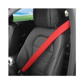KHGUZ 2PCS Extra Long Car Seatbelt Cover, 29.53 inches Soft Leather Vehicle Safety Seat Belt Strap Cushion, Comfortable Auto Shoulder Neck Chest Protection Pads Accessories, Extremely Long (Red)