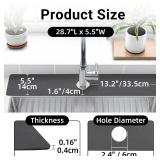 LOPNUR Faucet Mat for Kitchen Sink Protectors, 29 Inch Extra Long Kitchen Sink Splash Guard Behind Faucet, Cuttable Bathroom Water Splash Guard with Super Absorbent Diatomite Fast Drying, Grey