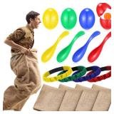 12 Pcs Potato Sack Race Bags Outdoor Lawn Games with Egg Spoon Race Games, 3 Legged Relay Race Bands Carnival Games Outside Birthday Party for Family