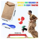 12 Pcs Potato Sack Race Bags Outdoor Lawn Games with Egg Spoon Race Games, 3 Legged Relay Race Bands Carnival Games Outside Birthday Party for Family