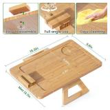 Youpehom Bamboo Sofa Tray,Couch Arm Table, Clip-On Armrest Tray Table for Wide Couch Foldable Tray with 360° Phone Holder Couch Arm Tray for EatingDrinksSnacksRemote