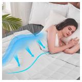 yescool Weighted Blanket for Adults (20 lbs, 60 x 80, White) Cooling Heavy Blanket for Sleeping Perfect for 190-210 lbs, Queen Size Breathable Blanket with Premium Glass Bead, Machine Washable