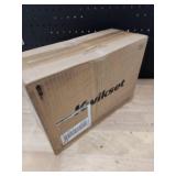 (Box of Four) Pismo Satin Brass Keyed Entry Square Door Knob featuring SmartKey Technology