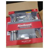 Trafford Keyed Entry Handle and Single Cylinder Deadbolt Combo Pack featuring SmartKey Security in Satin Nickel