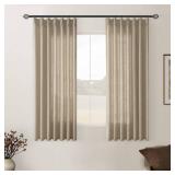 Grey Beige Linen Kitchen Curtains 45 Inches Long 2 Sets Basement Curtains for Small Window Pinch Pleated Back Tab Linen Blend Short Cafe Boho Semi Sheer Back Tab Drapes for Bay Windows Bedroom 40x45