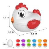 TEMI Toddler Chicken Easter Eggs - Color Matched Game Shape Sorter with 6 Toy Eggs for Kids 3-5, Fine Motor Skills Sensory Toys, Educational Gifts for 3-6 Girls Boys Baby