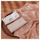 GLLQUEN BABY Receiving Blanket Boy Cotton Muslin Swaddle Blankets Girl Newborn Squares Breathable and Soft Thin Baby Blankets Cloths Double Absorbent Infant Swaddling Wrap - 6 Pack (Sun)