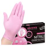 SwiftGrip Pink Nitrile Gloves, 3-mil, Industrial Gloves Disposable Latex Free, for Cleaning and Esthetician, Rubber Powder-Free, 100-ct Box (Large)