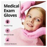 SwiftGrip Pink Nitrile Gloves, 3-mil, Industrial Gloves Disposable Latex Free, for Cleaning and Esthetician, Rubber Powder-Free, 100-ct Box (Large)