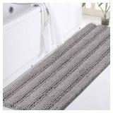 Turquoize Shaggy Chenille Bathroom Rugs Bath Room Runner Rug Extra Long Large Bath Rugs Non Slip Washable 47 x 17 Floor Mat, Super Water Absorbent and Soft Bath Rug for Bathroom, Dove Gray
