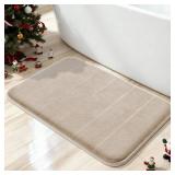 Yimobra Memory Foam Bath Mat, Super Soft Absorbent Bathroom Rug Non Slip, Quick Dry, Machine Washable Floor Carpet for Tub Shower, Home Decor Accessories, 24x17, Beige