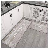 Grateful Thankful Blessed Kitchen Rugs Set of 2 Beige Non-Slip Kitchen Rug and Mat Cushioned Comfort Kitchen Standing Rug for Kitchen Floor Farmhouse Thanksgiving Decor 17\x47\in+17\inx30\inin