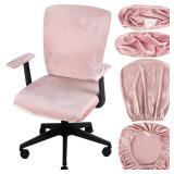 Tallew 4 Pcs Office Chair Covers Set Computer Universal Protective Stretchable Chair Seat Covers Desk Armrest Slipcovers Pads Office Cushion Backrest for Rotating(Light Pink)