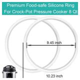 2-Pack Original Sealing Ring for Crock Pot 8 Quart Pressure Cooker, Silicone Gasket for Crockpot pressure cooker 8Qt, Replacement Parts for CrockPot pressure cooker 8 Quart [SCCPPC800-V1], Clear