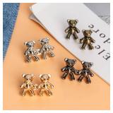 TOOVREN Cute Bear Button Pins for Jeans, No Sew and No Tools Instant Pant Waist Tightener, Adjustable Jean Buttons Pins for Loose Jeans 4 Sets Replacement Pant Clips for Waist Buckle