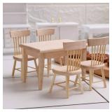 Z MAYABBO Wooden Dollhouse Furniture of Table and Chair, Miniature Dollhouse Accessories of Dining Room Accessory - 112 Scale