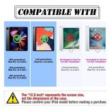 BILLISGOVA for iPad Pro 12.9 Case 3rd 4th 5th 6th Generation with Pencil Holder and 360° Rotating Handle Stand, New Cute Rugged Cover for iPad Pro 12.9 inch 2022202120202018 - Black