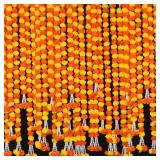 Krati Exports - 5 feet Marigold Garland |IndianAmerican Wedding Party Mantle Decoration, Faux Garlands Wedding Garland, Diwali Decoration, Spring Bush Floral! (Lemon Yellow and Dark Orange Mix, 5)