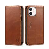 SHIELDON Wallet Case for iPhone 12 5G, Genuine Leather Folio Case Magnetic Shock Absorbing Cover RFID Blocking Credit Card Holder Kickstand Compatible with iPhone 1212 Pro 6.1in - Retro Brown