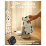 ZEEHOO 3 in 1 Charging Station for Apple Devices,Qi2 Mag-Safe Charger StandandLight,Fast Wireless Charging Station for iPhone 171615141312andAirPodsandiWatchandPixel 10and Samsung Galaxy Watch-30W Ada