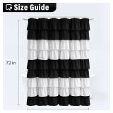 Seasonwood Ruffle Shower Curtain Black and White Shower Curtain Farmhouse Vintage Handcrafted Rustic Decorative Fabric Shower Curtains Girly Modern Bathroom Curtain, 72in x 72in