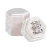 sovia Velvet Ring Box 3 Slots, Wedding Hexagon Engagement Ring Box for Proposal Engagement Wedding Day Bridal Photo