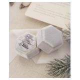 sovia Velvet Ring Box 3 Slots, Wedding Hexagon Engagement Ring Box for Proposal Engagement Wedding Day Bridal Photo