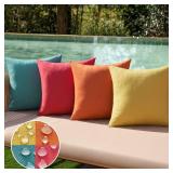 MIULEE Pack of 4 Decorative Outdoor Throw Pillow Covers Linen Waterproof Pillow Covers Farmhouse Cushion Cases for Fall Patio Garden Tent Balcony Couch Sofa18x18 inch RedTurquoise