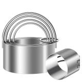 ALLTOP 5 Pieces Circle Biscuit Cutter,Professional Stainless Steel Round Cookie Cutters Tool with Ring Handle for Baking Pastry Doughnut