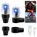 YUERWOVER 2 Pack Tire Lights for Car LED Colorful Wheel Light Valve Stem Cap Flash Light for Truck Motorcycle Bike Waterproof Rechargeable Tyre Spoke Lamp Glow in The Dark Reflector Accessories(Blue)