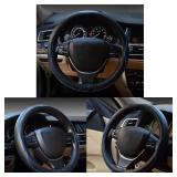 Car Steering Wheel Cover, Anti-Slip, Safety, Soft, Breathable, Heavy Duty, Thick, Full Surround, Sports Style (Black Blue)