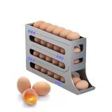 30 Eggs Egg Holder for Fridge,4 Tiers Egg Container,Auto Rolling Fridge Egg Organizer for Refrigerator,Space-Saving Egg Dispenser Holder,Fridge Egg Rack